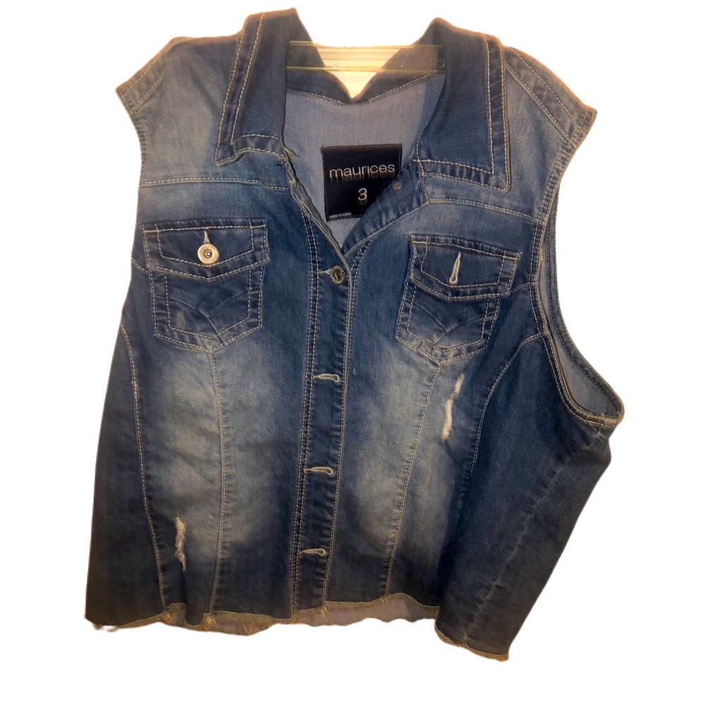 Plus size Ripped Jean vest